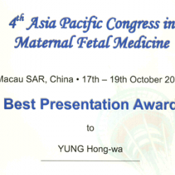 Best Presentation at the 4th Asia Pacific Congress in Maternal Fetal Medicine